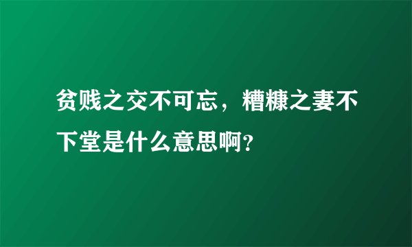 贫贱之交不可忘，糟糠之妻不下堂是什么意思啊？