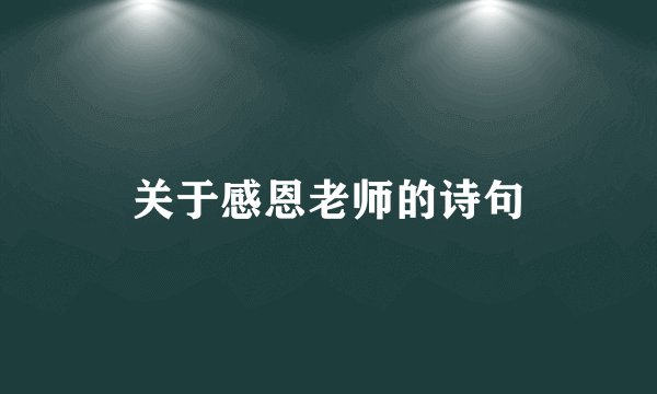 关于感恩老师的诗句