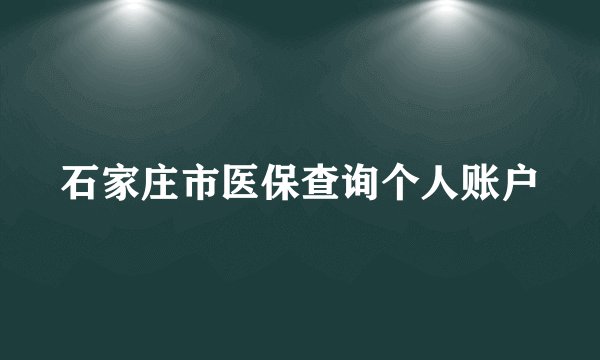 石家庄市医保查询个人账户