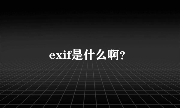 exif是什么啊？