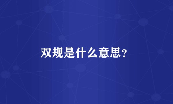 双规是什么意思？