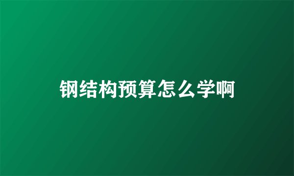 钢结构预算怎么学啊