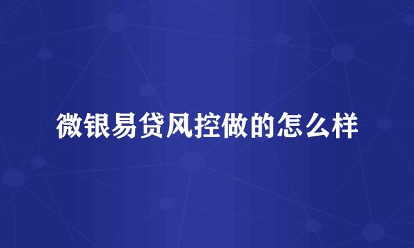 微银易贷风控做的怎么样