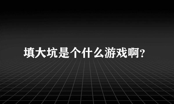 填大坑是个什么游戏啊？