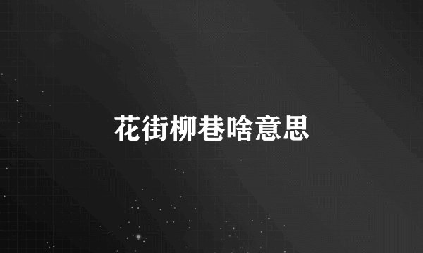 花街柳巷啥意思