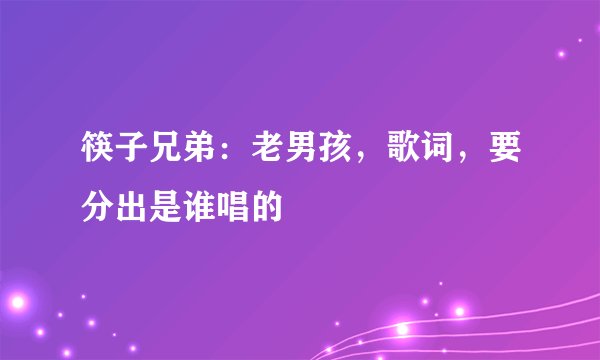 筷子兄弟:老男孩,歌词,要分出是谁唱的