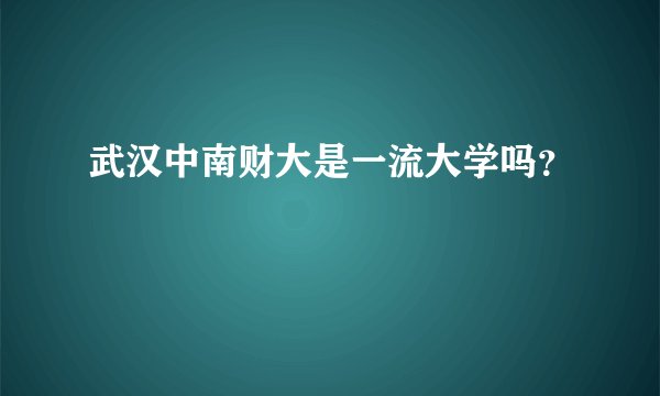 武汉中南财大是一流大学吗?