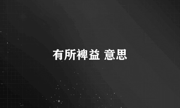 有所裨益 意思