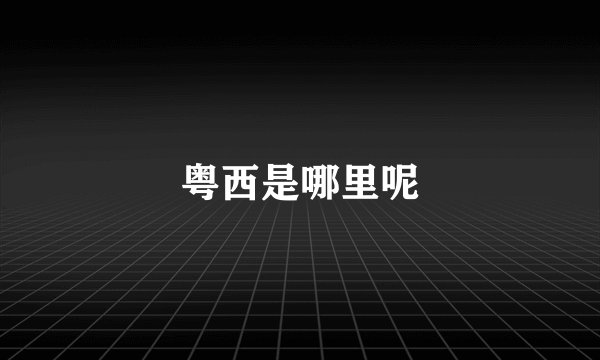 粤西是哪里呢