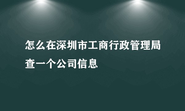 怎么在深圳市工商行政管理局查一个公司信息