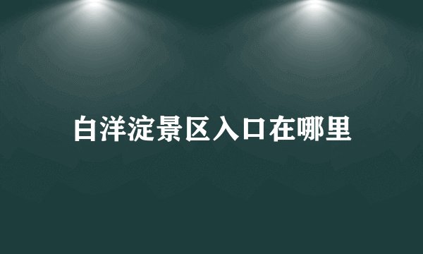 白洋淀景区入口在哪里