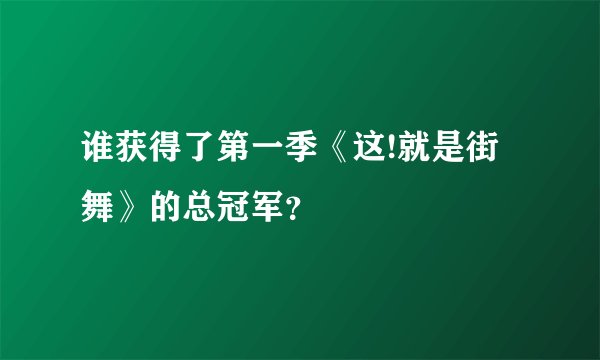 谁获得了第一季《这!就是街舞》的总冠军？