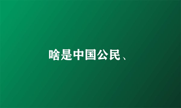 啥是中国公民、