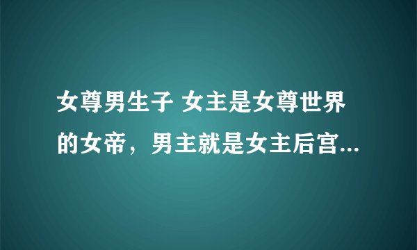 女尊男生子 女主是女尊世界的女帝，男主就是女主后宫的宠妃 文要轻松点