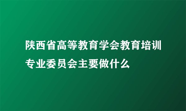 陕西省高等教育学会教育培训专业委员会主要做什么