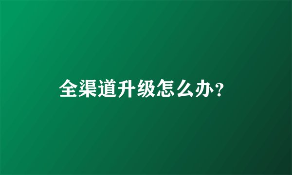 全渠道升级怎么办？