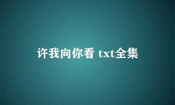 许我向你看 txt全集