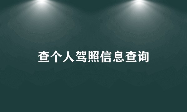 查个人驾照信息查询