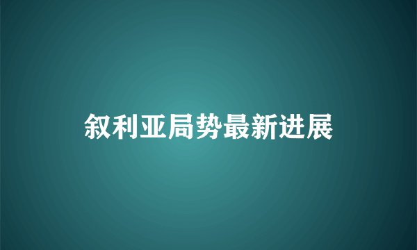 叙利亚局势最新进展