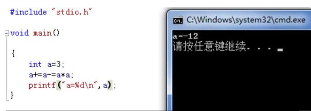 C语言:a=3,a+=a-=a*a,求a