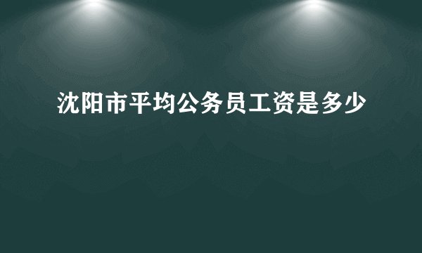 沈阳市平均公务员工资是多少
