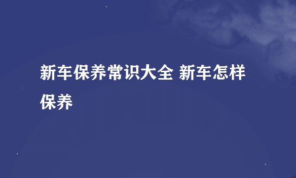 新车保养常识大全 新车怎样保养
