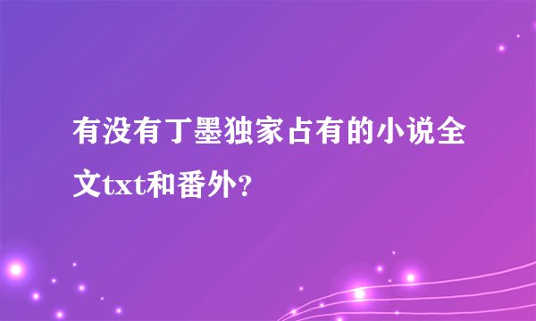 有没有丁墨独家占有的小说全文txt和番外？