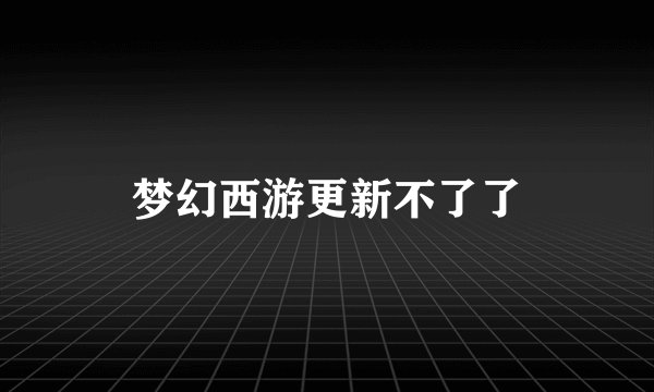 梦幻西游更新不了了