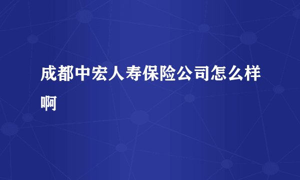 成都中宏人寿保险公司怎么样啊