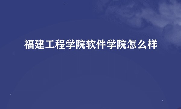 福建工程学院软件学院怎么样