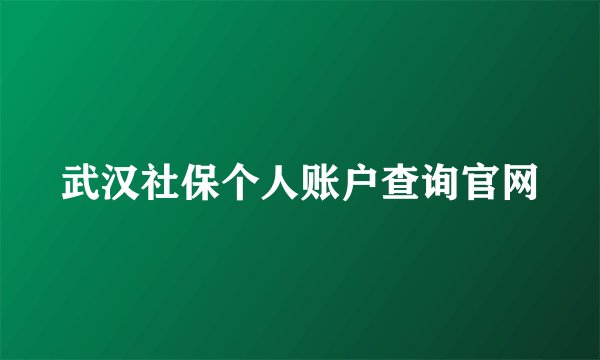 武汉社保个人账户查询官网