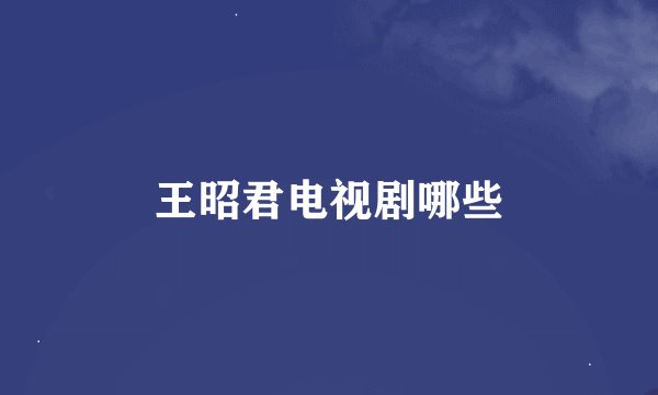 王昭君电视剧哪些