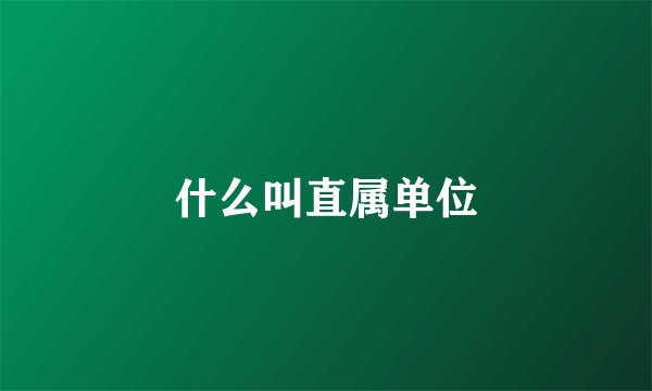 什么叫直属单位