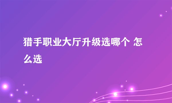 猎手职业大厅升级选哪个 怎么选