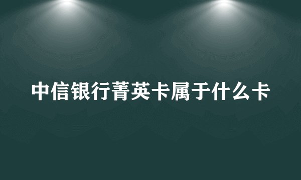 中信银行菁英卡属于什么卡