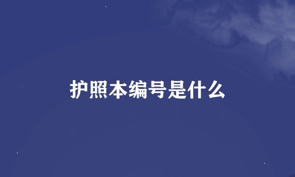护照本编号是什么