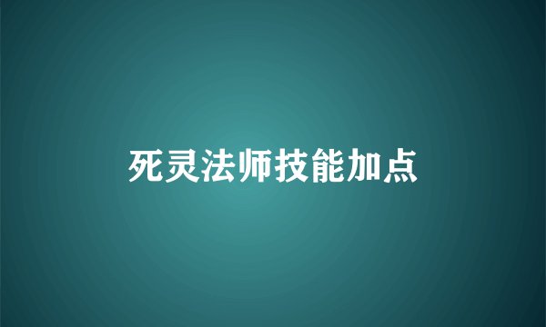死灵法师技能加点