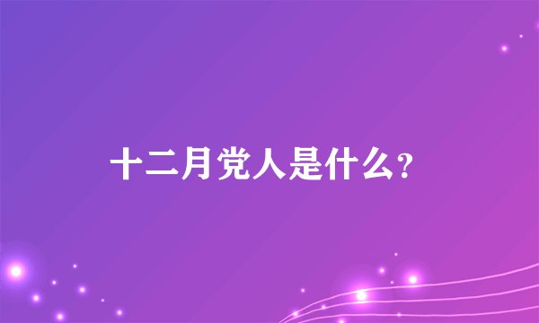 十二月党人是什么？