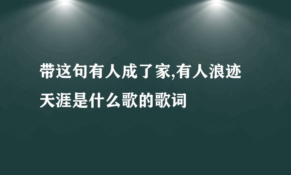 带这句有人成了家,有人浪迹天涯是什么歌的歌词