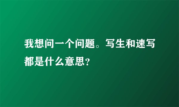 我想问一个问题。写生和速写都是什么意思？