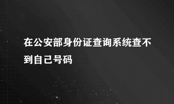 在公安部身份证查询系统查不到自己号码