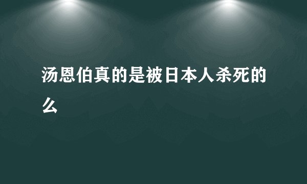 汤恩伯真的是被日本人杀死的么