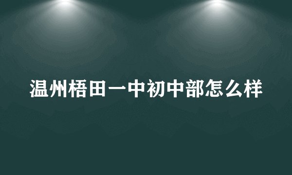 温州梧田一中初中部怎么样