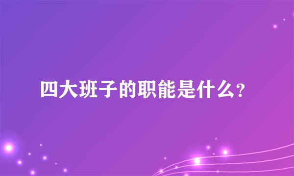 四大班子的职能是什么？