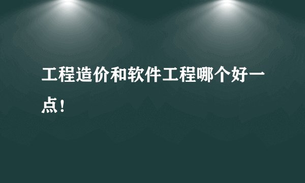 工程造价和软件工程哪个好一点!