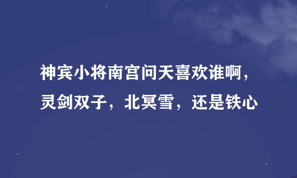神宾小将南宫问天喜欢谁啊，灵剑双子，北冥雪，还是铁心