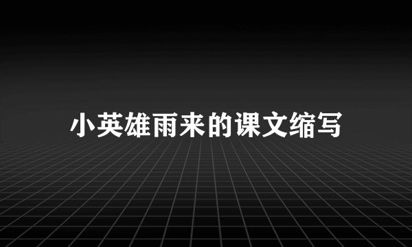 小英雄雨来的课文缩写