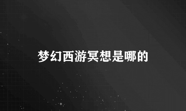 梦幻西游冥想是哪的