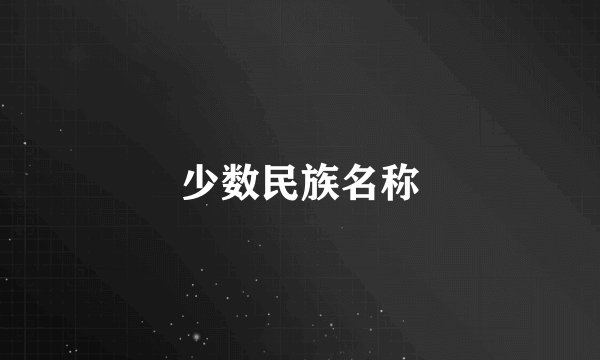 少数民族名称