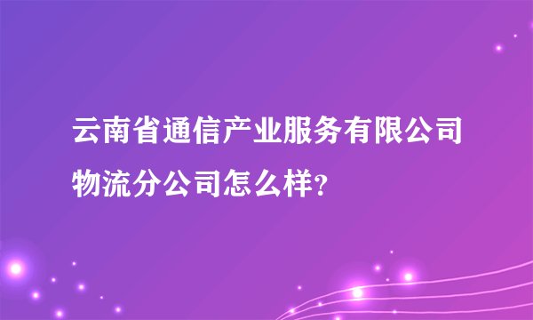 云南省通信产业服务有限公司物流分公司怎么样？